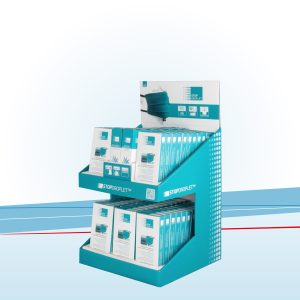 Dispenser a 2 piani con alveoli ferma prodotto