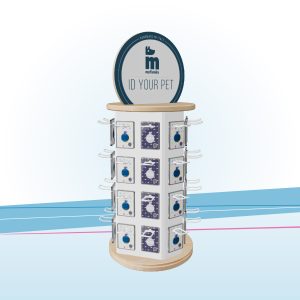 Espositore con minuteria girevole e crowner sagomato
